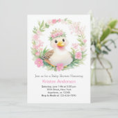 ダッキー(アヒルちゃん)疑問に思:女の子のための赤ん坊シャワー 招待状 (スタンド正面)