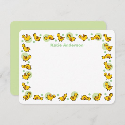 ダッキー(アヒルちゃん)間抜けグリーンベビーシャワーサンキューカード サンキューカード (正面/裏面)