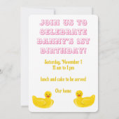 ダッキー ラッキー ワン ファースト バースデー ご招待 招待状 (裏面)