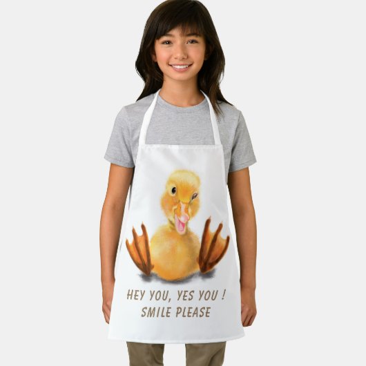 ダックおもしろいエプロンスマイル-カスタム文字 エプロン (インサイチュ)