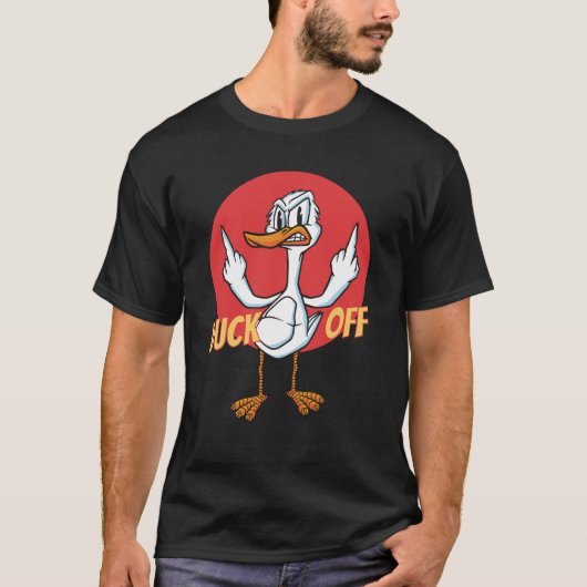ダックおもしろいオフ中指パン Tシャツ (正面)
