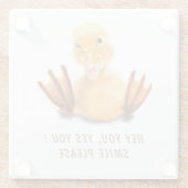 ダックおもしろいガラスコースタースマイル-カスタム文字 ガラスコースター (裏面)