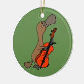 ダックおもしろいハガシの遊チェロ音楽 セラミックオーナメント (左)