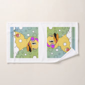 ダックおもしろいバスルーム用タオルカスタムセット – 3ピースセット バスタオルセット (ハンドタオル)