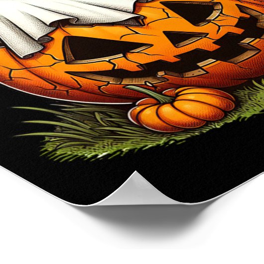 ダックおもしろいブハロウィーン幽霊メンズキッズ ポスター (角)