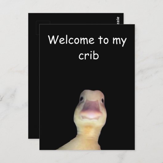 ダックおもしろいミーム:ようこそMy Crib Duck ポストカード (正面/裏面)
