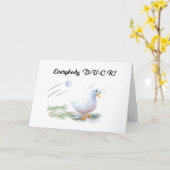 ダックおもしろい付きゴルフ誕生日 カード (黄色い花)