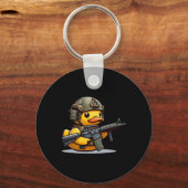 ダックおもしろい戦術的ラバーダック軍隊イエローデュ キーホルダー (正面)