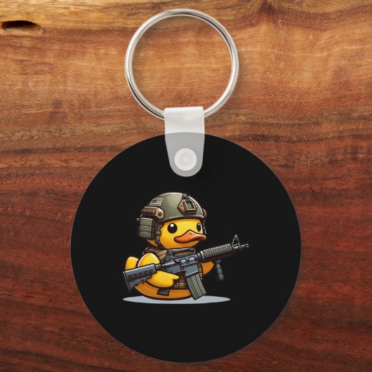 ダックおもしろい戦術的ラバーダック軍隊イエローデュ キーホルダー (正面)