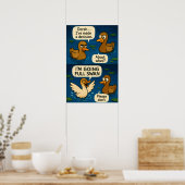 ダックおもしろい漫画 – フルスワンミーム ポスター (キッチン)