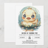 ダックお洒落エレガント誕生日 招待状 (正面/裏面)