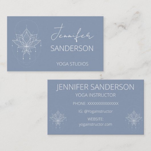 ダックかわいらしエッグブルーボホフローラロータスヨガ 名刺 (正面/裏面)