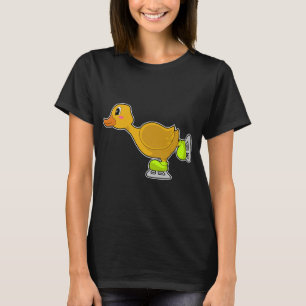 ダックアイススケートで滑るアイススケートウィンタースポーツ Tシャツ