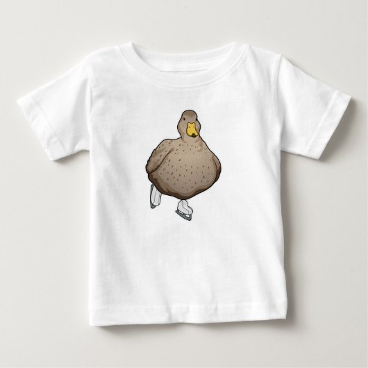 ダックアイススケートで滑るアイススケート ベビーTシャツ (正面)