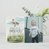 ダックアヒルDeuce水の色の男の子の写真2nd誕生日 招待状 (スタンド正面)