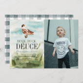 ダックアヒルDeuce水の色の男の子の写真2nd誕生日 招待状 (正面/裏面)
