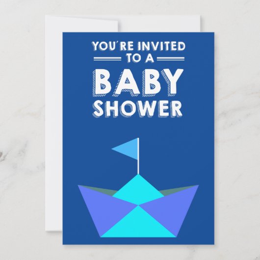 ダックアンドボートをテーマにしたベビーシャワー 招待状 (正面)