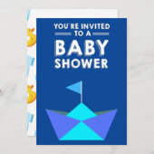 ダックアンドボートをテーマにしたベビーシャワー 招待状 (正面/裏面)