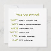 ダックウィードに潜むゲーター自然写真 招待状 (裏面)