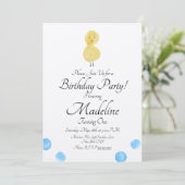 ダックウォーター絵を描カラーファーストバースデーパーティ素朴 招待状 (スタンド正面)