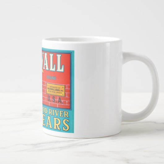 ダックウォールフードリバー梨ヴィンテージクレートラベル ジャンボコーヒーマグカップ (右)