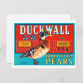 ダックウォールフードリバー梨ヴィンテージクレートラベル ポストカード (正面/裏面)