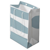 ダックエッグと白のアブストラクト ミディアムペーパーバッグ (正面アングル)