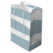 ダックエッグと白のアブストラクト ミディアムペーパーバッグ (裏面アングル)