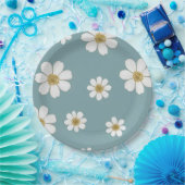 ダックエッグブルーとデイジー、オリジナルパターン ペーパープレート (パーティー)