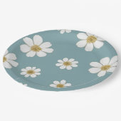 ダックエッグブルーとデイジー、オリジナルパターン ペーパープレート (アングル)