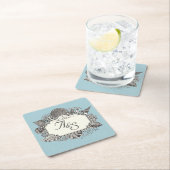 ダックエッグブルーの貝殻 ウェディング スクエアペーパーコースター (インサイチュ)