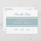 ダックエッグブルーモダンウェディング日付を保存 案内ポストカード (正面/裏面)