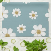 ダックエッグブルー(デイジー付き)、オリジナルパターン キッチンタオル (折り畳み)