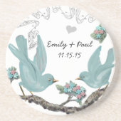 ダックエッグブルー&ピンクヴィンテージラブバードコースター コースター (正面)