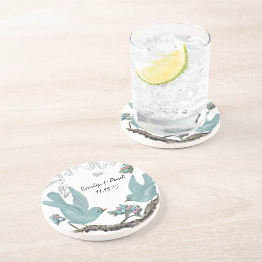 ダックエッグブルー&ピンクヴィンテージラブバードコースター コースター (側面)