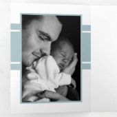 ダックエッグブルー， 3フォトコラージュベビー誕生 三つ折り案内状 (内部最初)