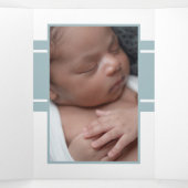 ダックエッグブルー， 3フォトコラージュベビー誕生 三つ折り案内状 (内部中)