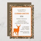 ダックカモフラージュ/迷彩柄バック誕生日パーティー 招待状 (正面/裏面)