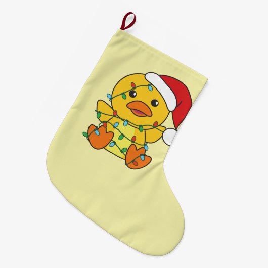 ダッククリスマスウィンターアニマルズホリデーダック ラージクリスマスストッキング (正面 (吊り時))