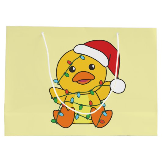 ダッククリスマスウィンターアニマルズホリデーダック ラージペーパーバッグ (裏面)