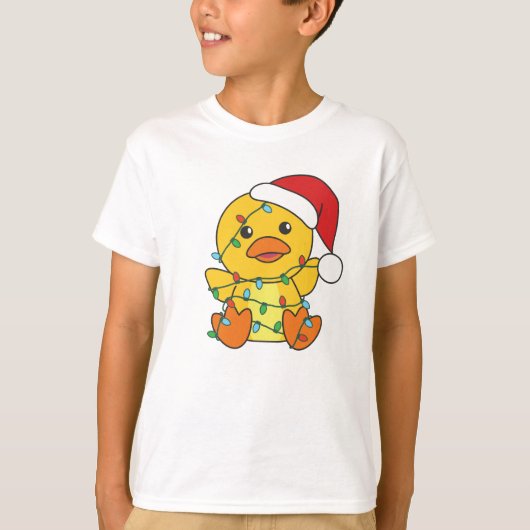 ダッククリスマスウィンターアニマルズホリデーダック Tシャツ (正面)