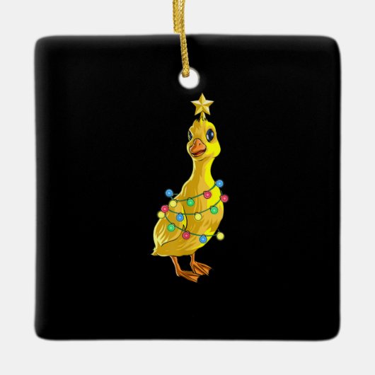 ダッククリスマスツリーTライトデコールスターギフトクリスマス セラミックオーナメント (正面)