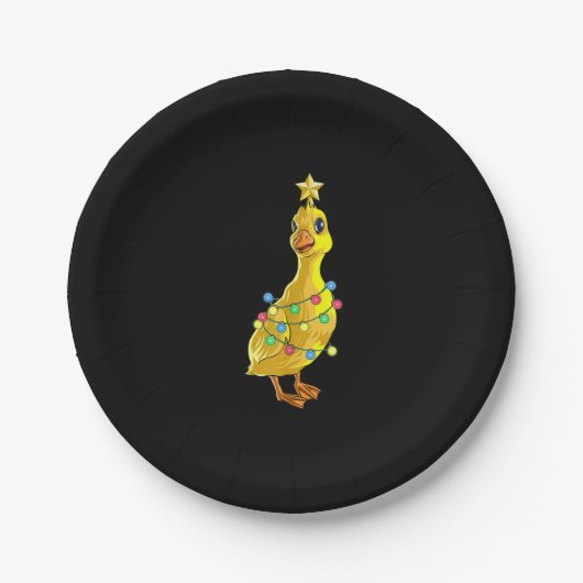ダッククリスマスツリーTライトデコールスターギフトクリスマス ペーパープレート (正面)