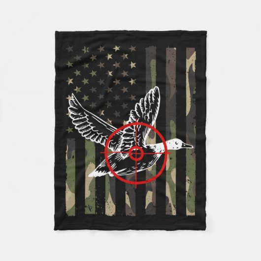 ダッククール狩りデザイン男性へウィメンワイルドライフデュュ フリースブランケット (正面)