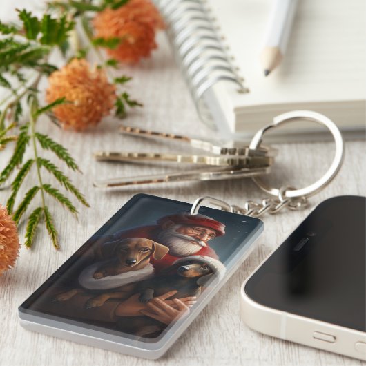 ダックシュントとサンタクロースフェスティバルクリスマス キーホルダー (正面右)