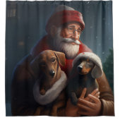 ダックシュントとサンタクロースフェスティバルクリスマス シャワーカーテン (正面)