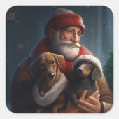ダックシュントとサンタクロースフェスティバルクリスマス スクエアシール (正面)