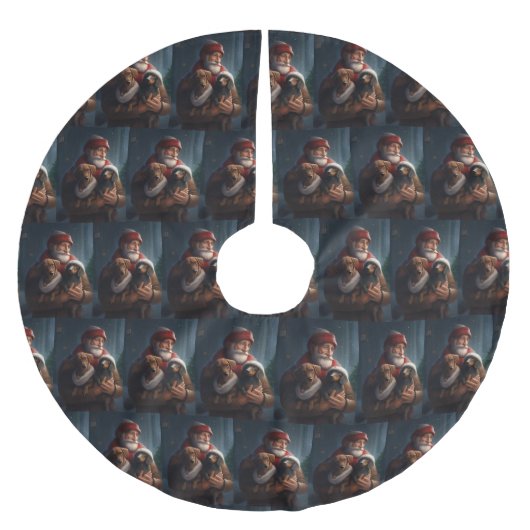 ダックシュントとサンタクロースフェスティバルクリスマス ブラッシュドポリエステルツリースカート (正面)