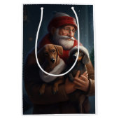 ダックシュントとサンタクロースフェスティバルクリスマス ミディアムペーパーバッグ (正面)