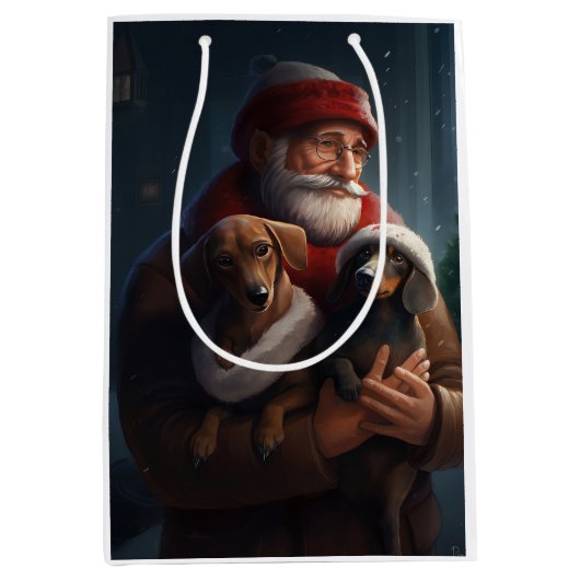 ダックシュントとサンタクロースフェスティバルクリスマス ミディアムペーパーバッグ (正面)